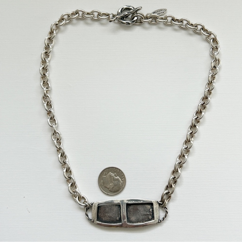 Michele Baratta Double Portrait of Love Sterling Silver Necklace - Picture 3 of 6